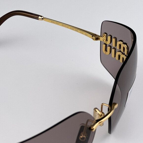 NEW Miu Miu MU54YS 5AK06I RUNWAY Gold Purple Brown Wraparound Women Sunglasses main image 7